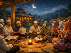 Gambar Ilustrasi warga di sebuah pondok di perkampungan di Gorontalo.