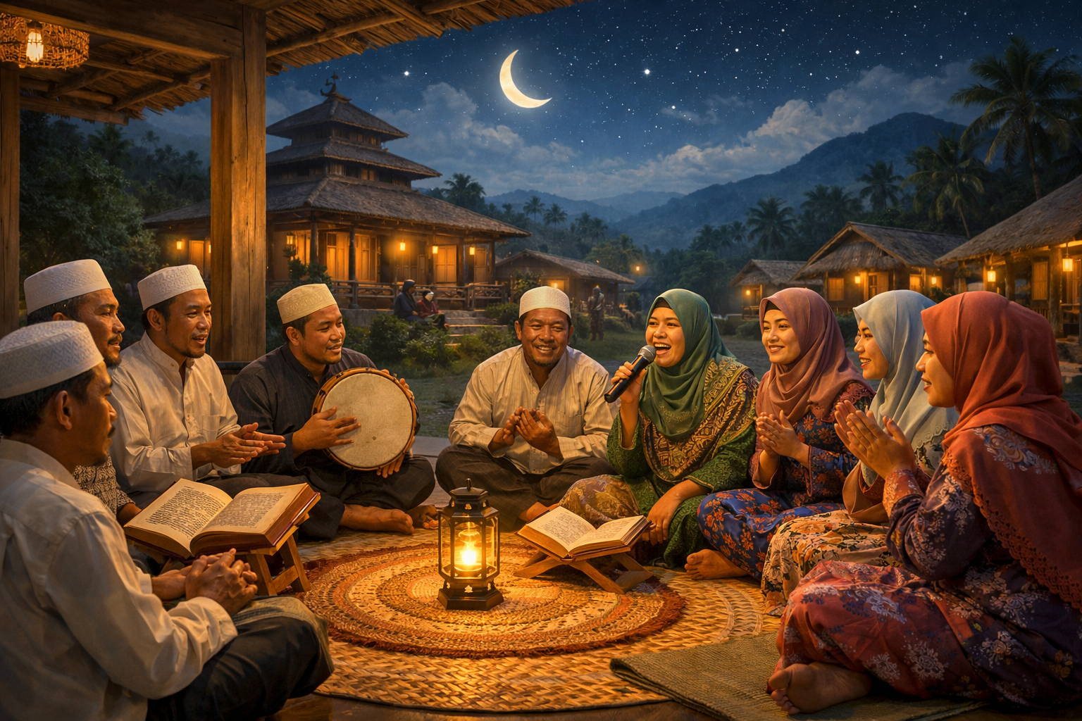 Gambar Ilustrasi warga di sebuah pondok di perkampungan di Gorontalo.