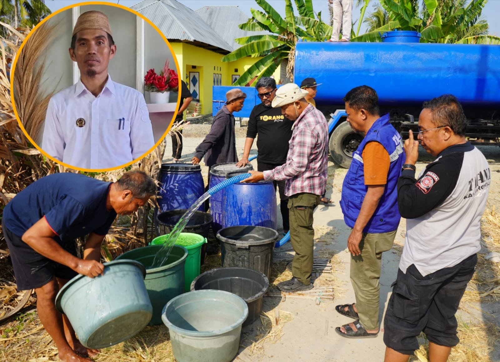 Warga Dusun Pilohalata, Desa Molopatodu, Kecamatan Bongomeme, Kabupaten Gorontalo, akhirnya mendapat bantuan air bersih dari Pemkab Gorontalo melalui Dinsos PMD. Senin, (21/8). Foto: Dok istimewa.