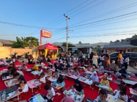Ratusan anak dari jenjang PAUD, TK, hingga SD antusias mengikuti lomba mewarnai yang digelar Alfamart di Bube Bone, Kabupaten Bone Bolango, Rabu (30/9/).
